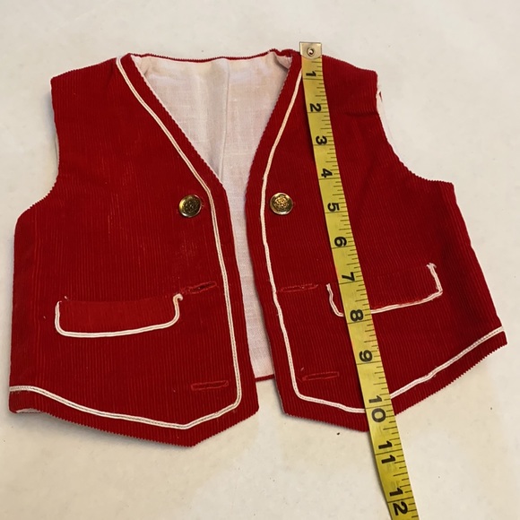 Vintage Buttons & Red corduroy Unisex Childs Vest - Picture 7 of 13
